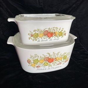 Corningware 3 Liter casserole dish and 7x5 baking dish with lids